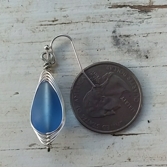 Cobalt Blue Sea Glass Artisan Earrings - Picture 4 of 5